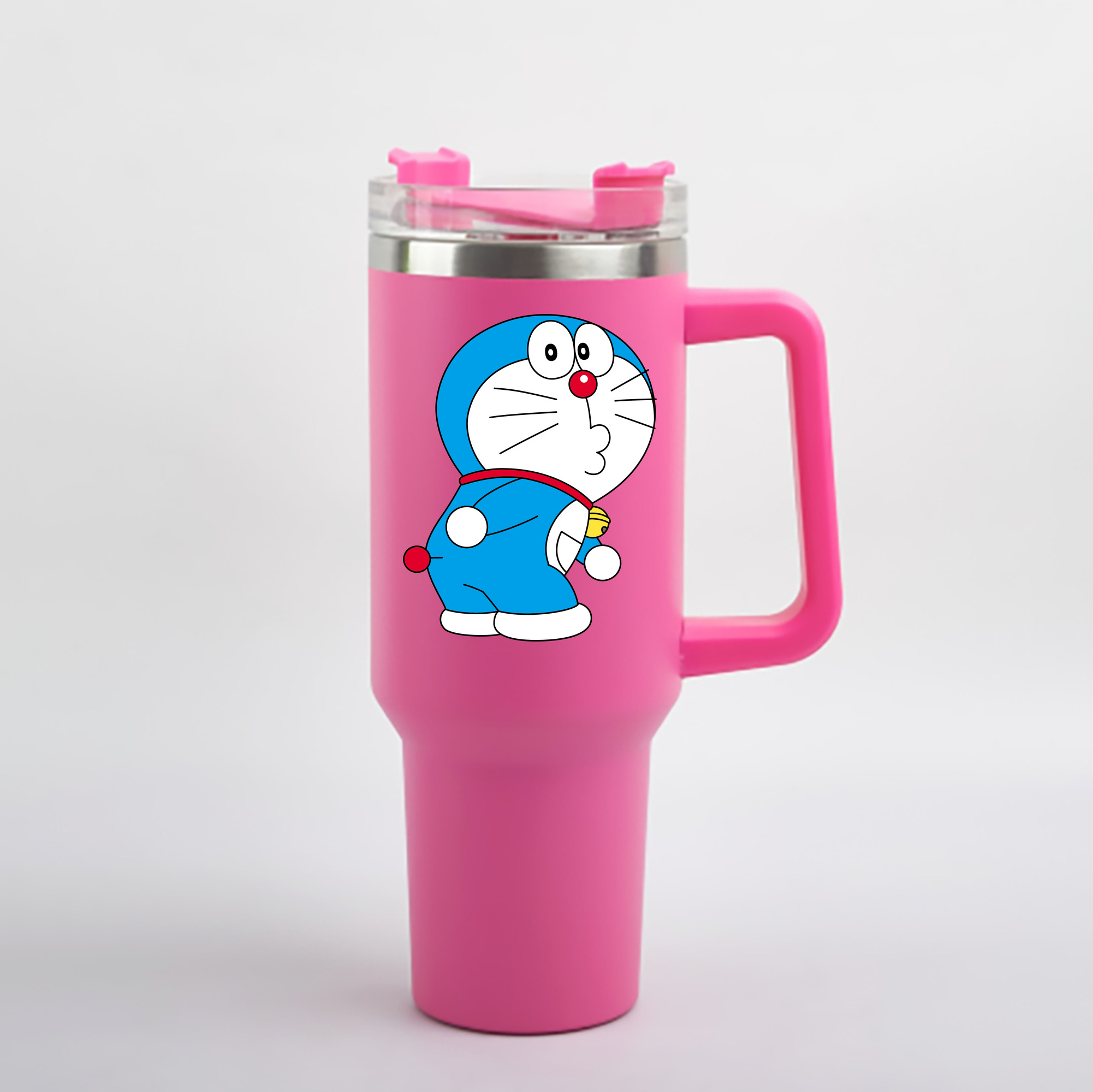 （画像用） ドラえもん Doraemon 1200mL車用タンブラー - クリスタルステッカー（プラスチックストロー付き）